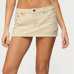 edikted CAMELIA DENIM MINI SKORT BEIGE / XS NEW WITH TAGS NWT